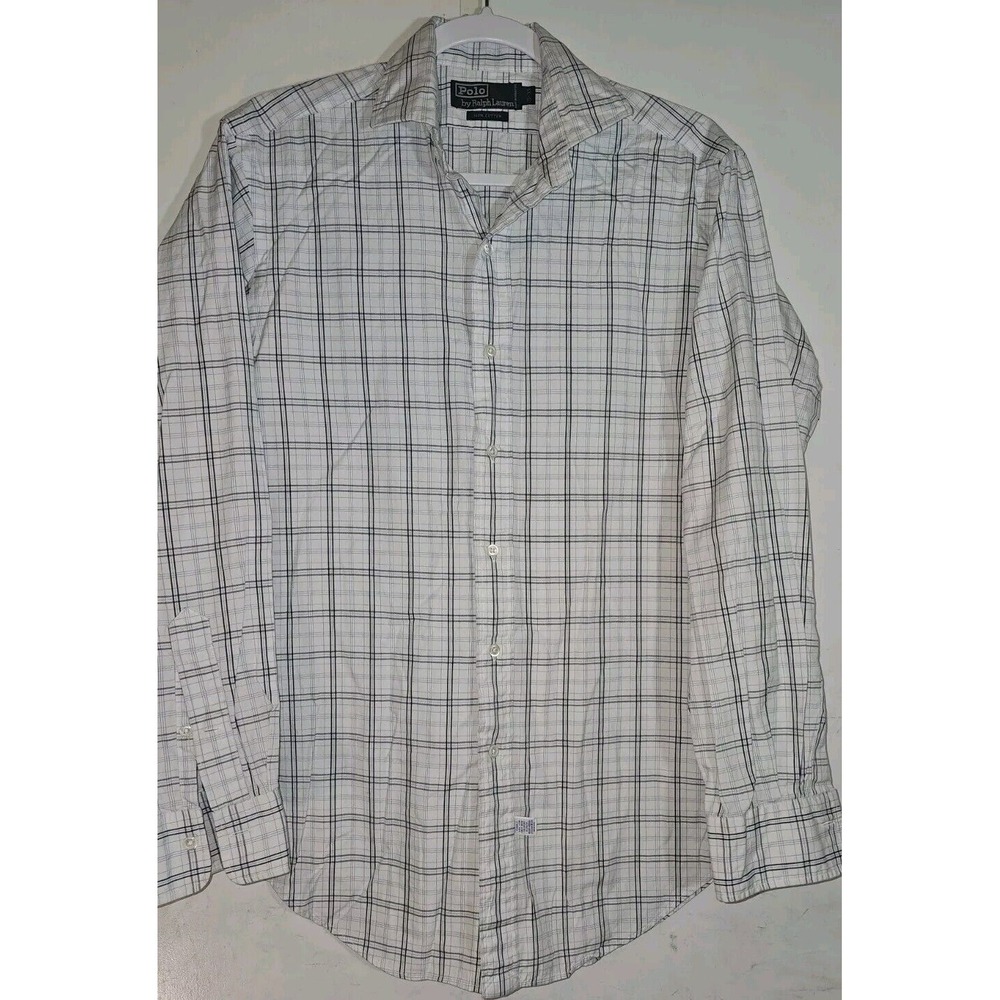RALPH LAUREN POLO White Plaid 15-33 Long Sleeve Dress Shirt - Picture 5 of 6